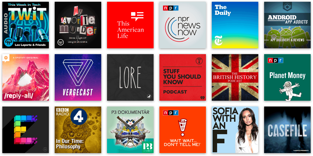 Collection of podcast artwork.