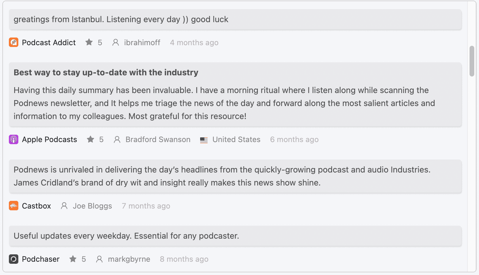 A screenshot of how it looks when you embed your reviews with this tool.